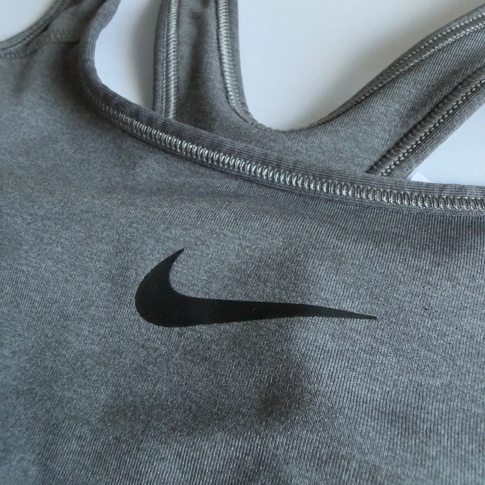 Nike Dri-FIT Racerback Sports Bra Womens Small Gray Black Athletic Gorpcore